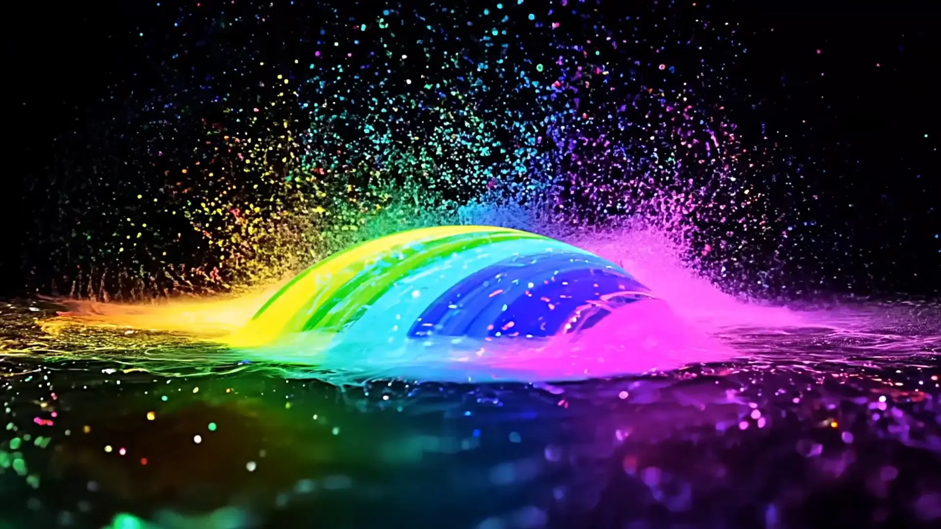 Colorful Neon Rainbow Wave Overlay for Creative Party Videos